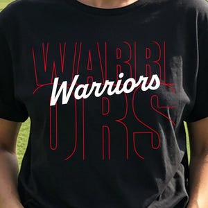 Diseño de camiseta de mascota Warriors SVG PNG, sublimación PNG de espíritu escolar del día del juego, archivo de corte Warriors Cheer Mom para Cricut y Silhouette