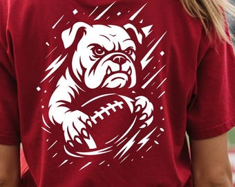 Bulldogs Football Mascot SVG, School Team Shirt Design (Digital Files)