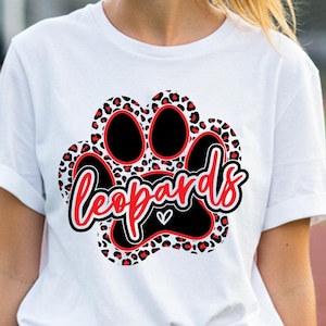 Leopards Paw SVG PNG, Leopard Mascot Cheer Mom Shirt Design, Cricut School Spirit Cut File, Football Game Day Digital Download