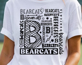 Bearcats Word Collage SVG, School Spirit Shirt Design (Digital Download)