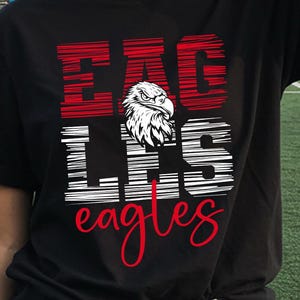 Eagles Mascot SVG PNG | Distressed Red White Team Pride Shirt Design | School Spirit Cheer Mom Cut File | Game Day Sublimation Clipart