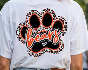 Leopard Bears Paw SVG, School Spirit Game Day Design (Digital Files)