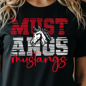 Mustang mascotte SVG PNG, conception de chemise féroce Mustang cheval tête école esprit, audacieux Mustangs Sublimation typographie pour la joie et le jour du match