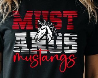 Mustangs Mascot SVG PNG, School Spirit Shirt Design (Digital Download)