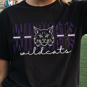 Wildcats SVG PNG Mascot Typography Design – Fierce Wildcat Head Cheer Shirt Cut File for Cricut, Sublimation, School Spirit Game Day