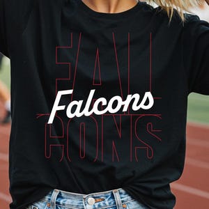Falken SVG PNG Maskottchen-Shirt-Design, Schulgeist jubeln Mama Sublimation, Falken Typografie Cut-Datei für Cricut und Silhouette, Team Pride