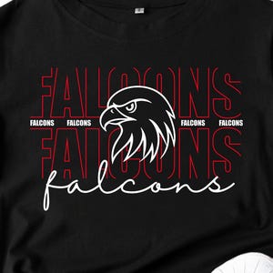 Falcons Mascot SVG PNG, Fierce Falcon Head School Spirit Shirt Design, Cheer Team Falcons Sublimation, Bold Mascot Typography Clipart