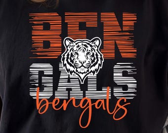 Bengals Mascot SVG, Fierce Tiger Head, School Spirit Design (Digital Download)