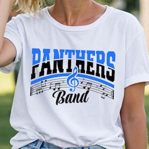 Panthers Band SVG PNG, G-sleutel muzieknoten Marching Band moeder Shirt Design, School Spirit Pride sublimatie