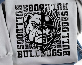 Grunge Bulldogs Mascot SVG – Football Shirt Design (png, dxf, eps, pdf, jpg, ai)
