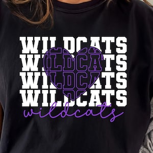 Gestapeltes Wildkatzen Herz SVG PNG Sublimationsdesign - Schulgeist Liebe Shirt Grafik für Jubel, Spieltag, Cricut Crafts & Team Bekleidung