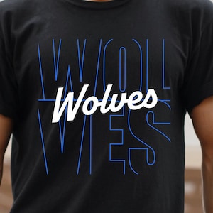 Wolves SVG PNG Mascot Shirt Design – Bold School Spirit Wolves Typography Cut File for Cricut, Cheer Mom Sublimation, Sports Pride Design
