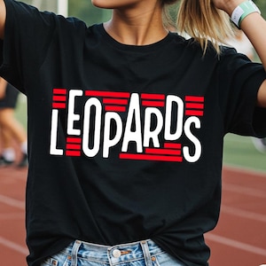 Leopards SVG PNG Mascot Shirt Design, Retro School Spirit Cut File for Cricut, Cheer Team Leopard Pride Sublimation Digital Download