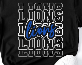 Lions Stacked Svg Png Shirt Design: Bold Varsity Mascot Graphic