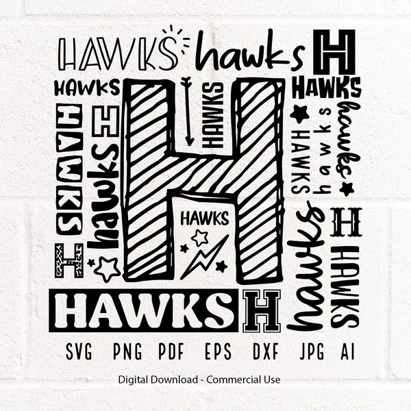 Hawk svg, Hawk, Hawks, svg, png, H, Sublimation, Clipart, Cricut svg, SVG for Shirts, SVG for Cricut, Sport svg, Typography svg,Shirt Design