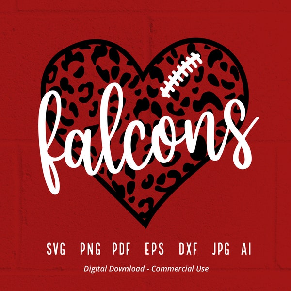 Leopard Heart Falcons SVG, Falcons Mascot svg,Falcons svg,Falcons School Team,Falcons Cheer svg,Falcons Football,Falcons Heart svg