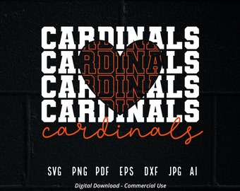Stacked Cardinals SVG, Mascot, School Team Cheer (Digital Download)