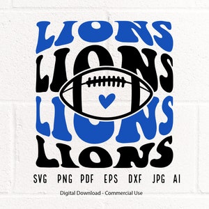 Lions Football SVG PNG, Lions Mascot svg, Lions svg, Lions School Team svg, Lions Cheer svg, Stacked Lions , Lions Shirt svg, School Spirit