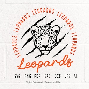 Leopards SVG PNG, Leopards Face svg, Leopards Claw svg, Leopards Mascot svg, Leopards Cheer svg, Leopards Vibes svg, School Spirit svg