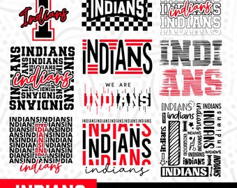 Indians SVG Bundle PNG, Indians Shirt SVG, Indians Cheer Svg, Team Spirit Svg Cut File, Cricut Sports Svg, Sublimation Design Png