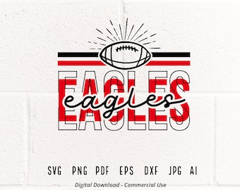 Drużyna futbolowa Eagles SVG, maskotka, duch szkoły (pobranie cyfrowe)