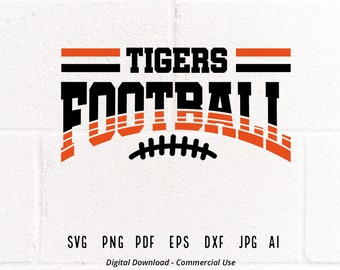 Tigers Football Mascot SVG PNG, School Spirit (Digital Download)