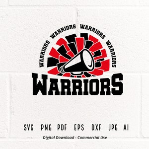 Krieger jubeln SVG PNG, Krieger Maskottchen svg, Krieger svg, Krieger Shirt, Schulgeist svg, jubeln Megaphon, Krieger Pom Pom, Krieger Mädchen