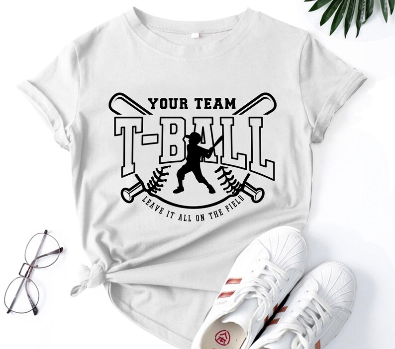 Custom baseball SVG PNG design with T-ball elements, great for coaches and cheer moms.