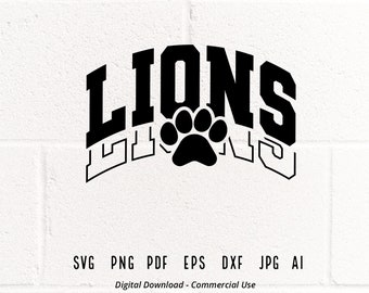 Lions Mascot SVG, Paw Print, School Spirit (Digital Download)