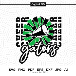 Gators Cheer SVG PNG, Gators Svg, Gator, Cheer Svg, Gators Vibes, Gators Shirt svg, School Spirit svg, Cheer Megaphone svg, Gators Pom pom