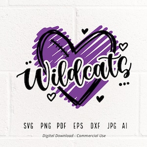 Wildcats SVG PNG, Wildcats Heart svg, Wildcats Football svg, Wildcats Mascot svg, Wildcats Cheer svg, Wildcats Shirt svg, Wildcats Vibes svg