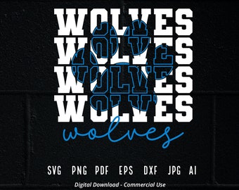 Stacked Wolves Paw SVG, School Team Mascot (Digital Download)