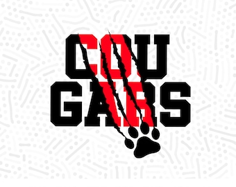 Cougars Paw SVG PNG, Cheer Spirit Design (Digital Cut File)
