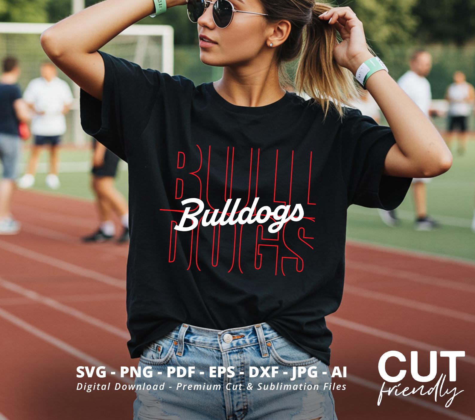 Bulldogs SVG PNG, Mascot Shirt Design, School Spirit Cheer Cut File, Bulldogs Mom Sublimation, Sports Typography Cricut File