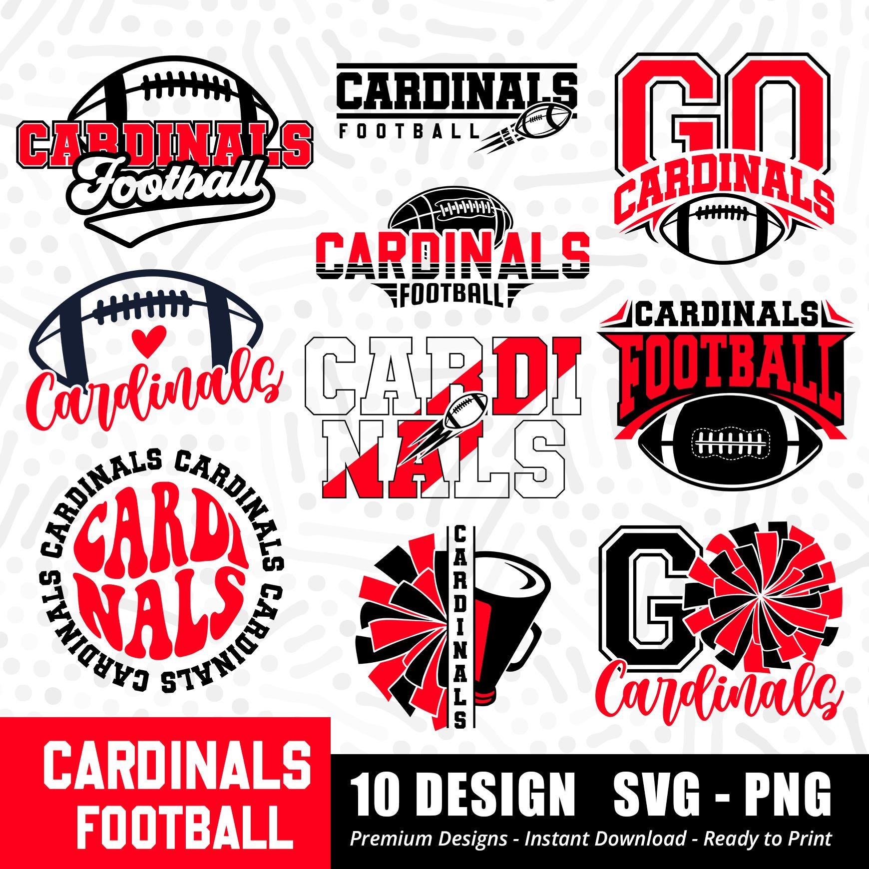 Cardinals Football Bundle SVG PNG – Sports Team Cut Files for Cricut & Silhouette, Instant Download