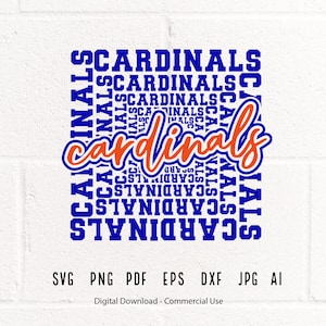 Cardinals SVG PNG, Cardinals Mascot svg, Cardinals Cheer svg, Cardinals Shirt svg, Cardinals Sport svg, School Spirit, Cardinals Typography