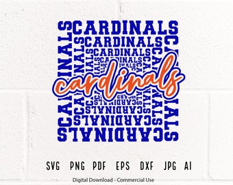 Cardinals Mascot SVG, School Spirit Typography (Digital Download)