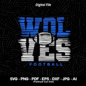 Loups Football SVG, PNG, fichiers de coupe Cricut (numériques)
