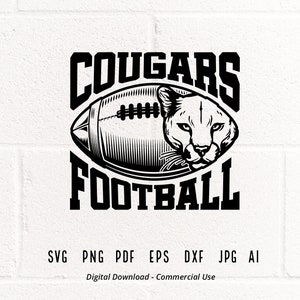 Cougars SVG PNG, Cougars Face svg, Cougars Football, Cougars Mascot svg, Cougars Cheer, Cougar Vibes svg, School Spirit svg, SVG for Shirts