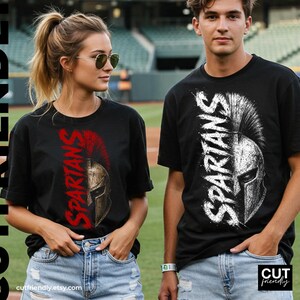 Bold Spartans mascot artwork with grunge athletic typography