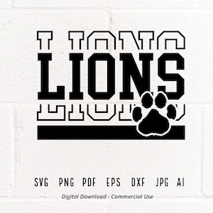 Lions Mascot SVG, Paw Print, School Spirit (Digital Download)