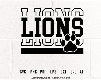 Lions Mascot SVG, Paw Print, School Spirit (Digital Download)