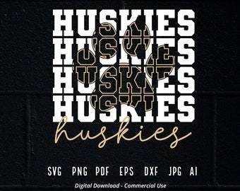 Stacked Huskies Paw SVG, School Team Mascot (Digital Download)