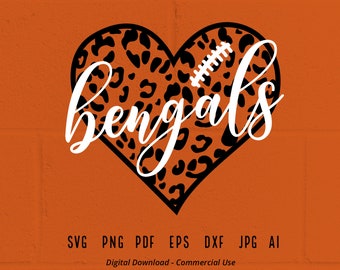 Leopard Heart Bengals SVG, Bengals Mascot svg, Bengals svg, Bengals School Team svg,Bengals Cheer svg,Bengals Football svg,Leopard Heart svg