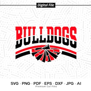 Bulldogs Cheer SVG PNG, Bulldogs Mascota svg, Bulldogs svg, Camisa Bulldogs, Espíritu Escolar svg, Cheer Megáfono,Bulldogs Pom pom,Bulldogs Chica