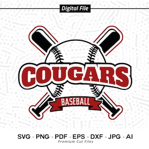 Cougars Baseball SVG PNG, Baseball svg, Cougars svg, Baseball Shirt svg, Baseball Mom svg, Cougars Pride svg, Cougars Cheer svg ,Cricut