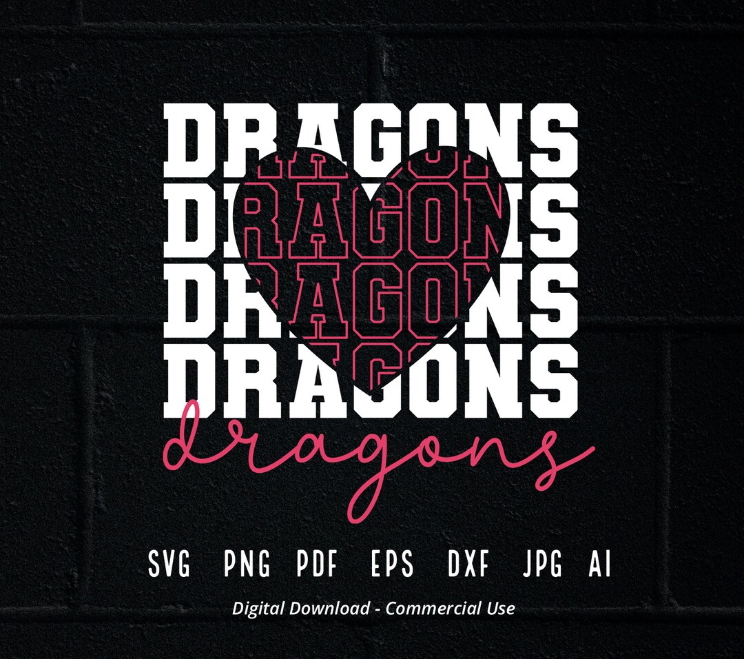 Dragon Heart Design: SVG and PNG Clipart - Digital Download - Etsy