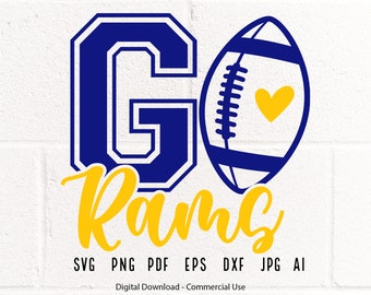 Rams Football SVG, School Team Pride, Cricut (Digital Download)