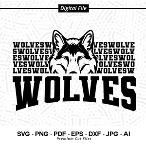 Wolves SVG PNG, Wolves Face svg, Wolves Mascot svg, Wolves Cheer svg, Wolves Vibes svg, School Spirit svg, Wolves Sport svg, Wolves Love svg