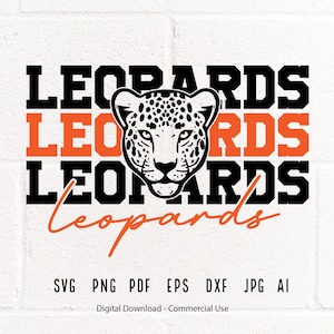 Leopards SVG PNG, Leopards Face svg, Leopards Mascot svg, Leopards Shirt svg, Leopards Cheer svg, Leopards Vibes svg, School Spirit svg